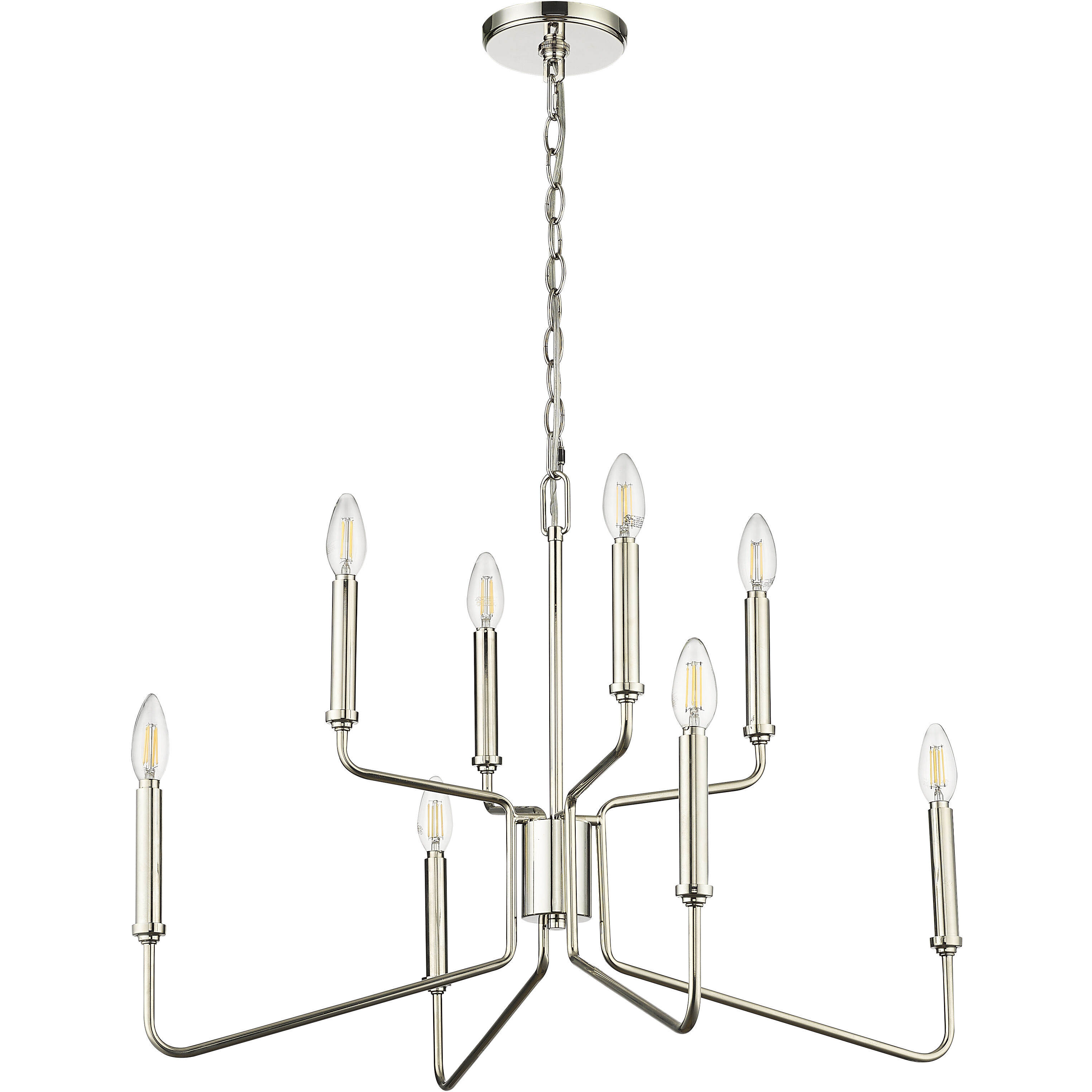 Raven 8 Light 28 inch Polished Nickel Chandelier Ceiling Light
